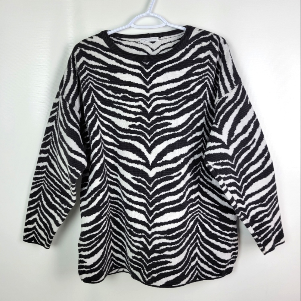 Joan Vass Vintage 100% Cotton Zebra Sweater